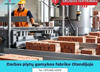 Gamybos darbuotojas Olandijoje – 14€/val. atlyginimas!