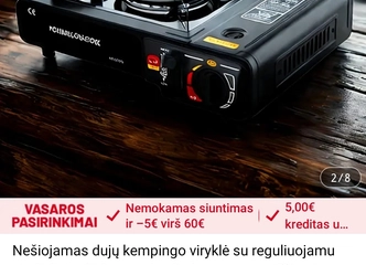 Turistinė dujų viryklė – vėjui atspari ir kompaktiška su dujų balionu